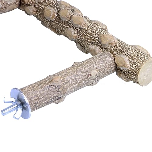 Bird Perch Stand,Natural Wood Cage Gym Toy Branch for Small Large Parrot | 100% Natural pepper wood, no chemical odor, non-slip grip, fits parakeets cockatiels conures African greys, easy install