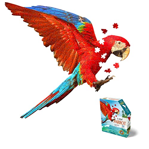 Madd CAPP Parrot 300 Piece Jigsaw Puzzle for Ages 10 and up - 6022 Unique-Shaped Border, Challenging Random Cut Pieces, Deluxe Five-Sided Tamperproof, Includes Educational Fun Facts (Parrot 300/6022)