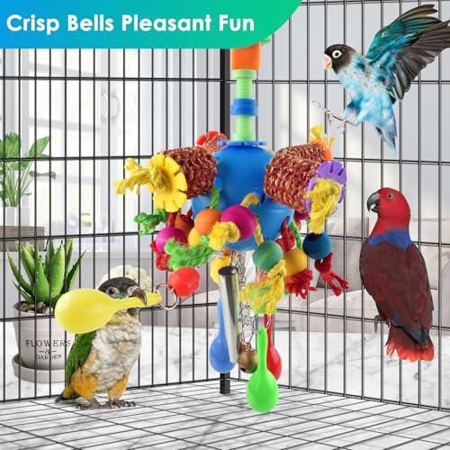 KATUMO Parrot Toys, Parakeet Foraging Shredder Hanging Toys Bird Ball Treats for Conure Mini Macaw Cockatiel Lovebird Small-Medium Birds - style: Blue