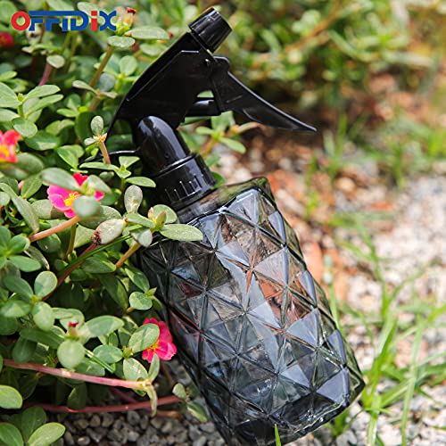 Glass Spray Bottle,Plant Mister, 0.35L/11.8oz Pressure Watering Can with Adjustable Nozzle Watering Handheld Bottles for Garden Plants Cleaning Solutions(Gray - color: Rhombus Gray