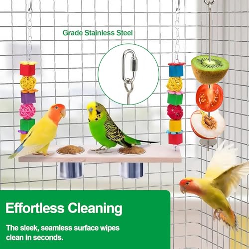 2 Pcs Bird Cage Food Holder Stainless Steel Parrot Fruit & Vegetable Skewer Hanging Foraging Toy for Parakeets, Budgies, Macaws - size: 2 Pcs