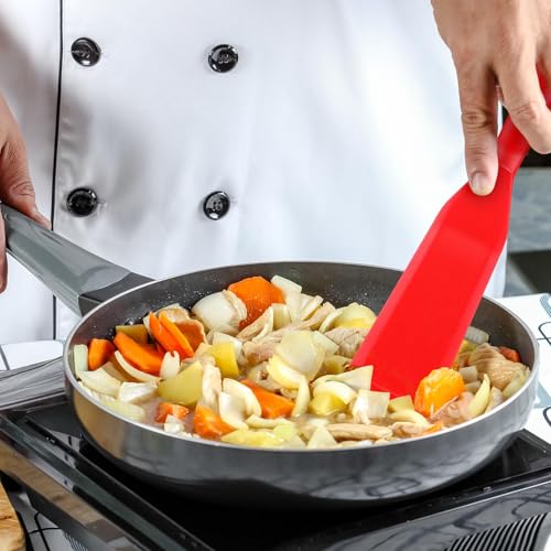 Crepe Spatula Narrow Silicone Thin Spatula Omelet Turner Multifunctional Long Heat Resistant Cooking Non Stick Pancake for Omelet Crepes Cooking Egg Burgers Pizza Pancake Steak(Red) - color: Red