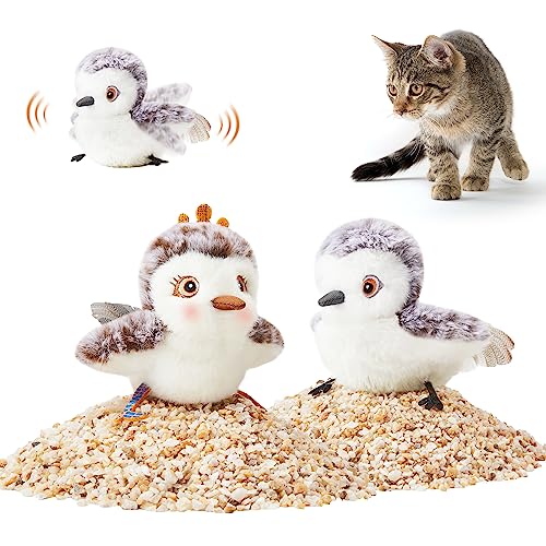 Potaroma Cat Toys 2 Pcs Flapping Sandpiper Pair-Mate | Lifelike Birds Chirp, Chargeable Touch Activated Kitten Fun Interactive Kitty Exercise with Catnip for All Breeds - style: Piper Couple