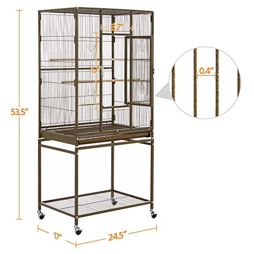 Topeakmart 53.5inch Large Bird Cage Metal Mobile Parrot Cage for Canary Pacific Parrotlet Lovebird Budgie Caique Senegal Green-cheeked Conure, Palmer Green - color: Palmer Green