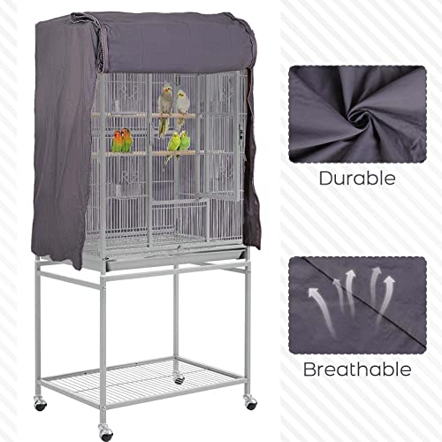QBLEEV Birdcage Covers, Breathable Universal Bird Parrot Cage Cover Shade | Blackout windproof light-proof covering reduces distractions night accessories cloth without cage-24.8x17.7x31.5in (LxWxH) - color: Grey
