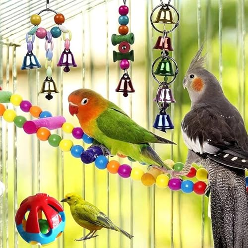 Bird Swing Standing Chewing Training Hanging Toy Hammock Climbing Ladder Drawbridge Birdie Perches Platform for Conure,Cockatiel,Mynah,Love Birds,Finches,Budgerigar,Pigeon - size: 10pcs