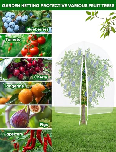 Fruit Tree Netting for Cicadas - with Zipper 4Pcs 3.3 x 2.6FT Garden Bird Netting for Blueberry Bushes with Drawstring,Insect Plant Protection Mesh Net Bags for Tomato,Cicada,Animals (4, 2.6 x 3.3 FT) - size: 2.6 x 3.3 FT