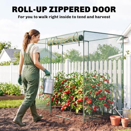 Outsunny 6' x 3' x 5' Crop Cage, Plant Protection Tent, Green | Zippered Doors, for Vegetable Garden Backyard Outdoor Use