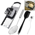 Stainless Steel Spaetzle Maker with Comfort Grip Handle, Spaetzle Press with Spider Strainer Spoon, Silicone Spatula and Cleaning Brush, Homemade Traditional German Egg Noodle Dumpling Making Tool