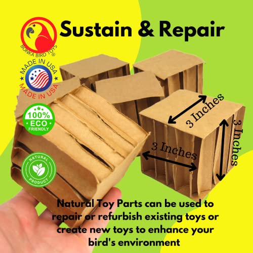 Bonka Bird Toys 2296 Pk6 3" Square Cardboard Cubes Parrot Chew Foot Talon Cage Toy, Conure, Amazon, African Grey, and Similar - size: 6pcs - 3"