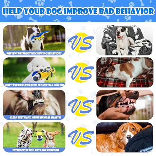 Upgraded Dog Squeak Toys Tug of War Squeaky Parrot Dog Toys with Strong Pull Rope, Superior Crinkle Paper and Big Squeaker Interactive Plush Bird Chew Toys for Small, Medium, and Large Dogs