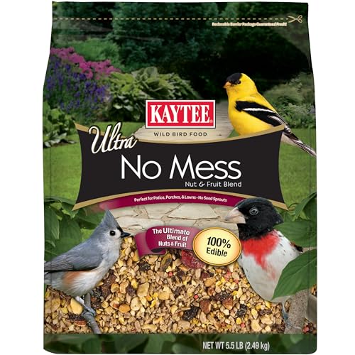 Kaytee Wild Bird Ultra No Mess Nut & Fruit Food Seed Blend For Blue Jays, Woodpeckers, Juncos, Cardinals, Grosbeaks, Sparrows, and Finches, 5.5 Pound - size: 5.5 Pound (Pack of 1)