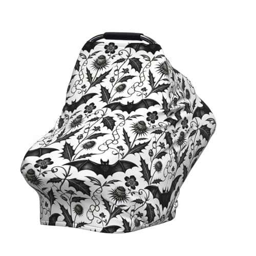 Goth Halloween Bat Gothic Baby Stuff Car Seat Cover for Baby,Mom Nursing Breastfeeding Covers,Multi-Use Car Seat Canopy Carrier Cover,Stroller Cover Newborn Shower Gift for Boys Girls - color: Bat Goth