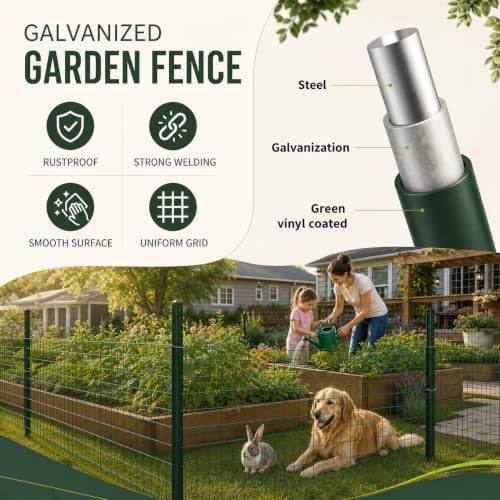 Black PVC Coated Welded Wire Fence 24 Inch x 100 Foot, 2 Inch x 3 Inch 16GA Green - color: Green, size: 24"×100'