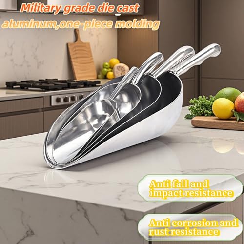 Ice Scoop, Heavy Duty Cast Aluminum, Ergonomic S-Curve Handle, Commercial Grade for Ice, Coffee, Popcorn, Flour, Sugar, Food-Grade & Rust-Proof Kitchen Tool (XL (38oz)) - size: XL (38oz)