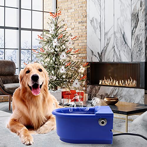 Automatic Heated Dog Waterer Bowl Feeder Constant Temperature Dispenser 3L Outdoor Thermal Bowl with Float Ball Valves for Pet Dog Horse Cattle Goat Sheep (Blue) - color: Blue