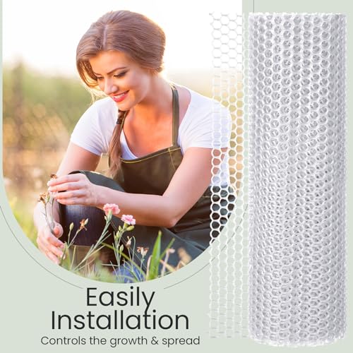 6 Rolls Plastic Chicken Wire Fencing Mesh 120 x 15.7 Inch Each Plastic Mesh Fence with Zip Ties Hexagonal Poultry Netting Garden Fencing Cat and Bird Netting (White) - color: White