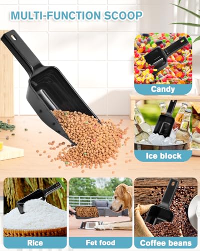 2 Cup Dog Food Scoop(2 Pack), Plastic Pet Food Scoop with Measuring Lines for Accurate Pet Food Portions,Dishwasher Safe (Black) - color: Black