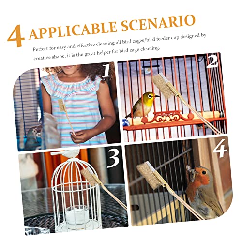 NOLITOY 2sets Bird Cage Cleaning Brush Extra Handle Bristles for Bird Poop Removal - color: Assorted Colorx2pcs, size: 22X3X2CMx2pcs