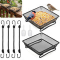 2 Pcs Railing Bird Feeder Tray for Balcony Deck Railing Bird Feeder Tray for Balcony 6.9 x 6.9 x 2.3 Inch Platform Bird Seed Tray with 4 Elastic Ropes & 2 Scoops for Outside Wild Birds or Squirrels
