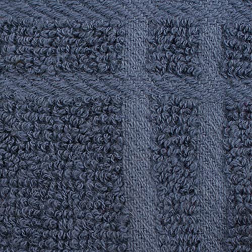 Ritz Premium 100% Cotton Solid and Multi Check Kitchen Tie Towel Absorbent, Super Soft, and Fast Drying Hang Towel, Set of Three, Federal Blue - color: Federal Blue, size: Solid & Multi Check - 3 Piece