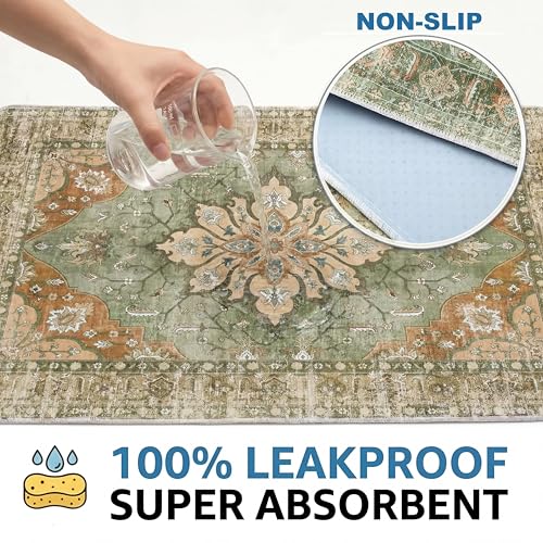 Washable Guinea Pig Pee Pads,Absorbent Reusable Guinea Pig Cage Liners,Waterproof,Leak-Proof & Non-Slip Whelping Pads & Mat for Small Animals,Pet Housebreaking.(Green Floral,24"x48") - color: Green Floral, size: 24"x48" (Pack of 2)