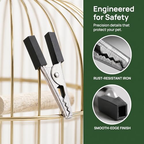 Totority Bird Cage Clips 20Pcs Heavy Duty Iron Safety Door Lock, Escap-Proof Cage Trigger Hooks for Parakeets, Parrots, Lovebirds & Small Animal Enclosures, Rust-Resistant Pet Accessories