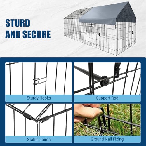 Large Metal Chicken Coop – 86" x 40" x 40" Outdoor Poultry Cage with Waterproof Cover, Heavy Duty Chicken Runs for Hens, Ducks & Rabbits, All-Weather Backyard Poultry Enclosure & Pet Playpen