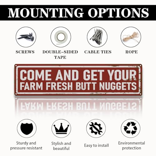 Rustic Farmhouse Style Chicken Coop Sign, Metal Outdoor Chicken House Signs, Farm Fresh Butt Nuggets Signs, Retro Metal Tin Sign, Farmhouse Decor, Backyard Hen House Gift 15.8x4 Inch - color: Farmhouse 10