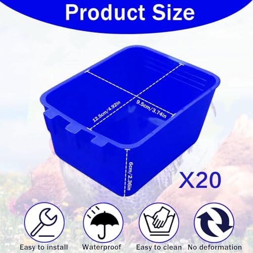 20 Pcs Chicken Coop Feeder Water Cup,16 oz Cage Cups Chicken Feeder Waterer, Cage Cups Birds Hanging Feeders, Chicken Feeder Water Bowl for Parakeet Poultry Pigeon Bunny Wire Cage (Blue, 16oz) - color: Blue, size: 16oz
