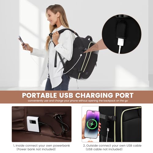 LOVEVOOK 50L Travel Backpack Carry On Airline Approved, Large Backpack with 3 Packing Cubes, TSA Travel Essentials Carry On Bag, Waterproof Weekender Overnight Luggage Daypack, Fits 18 Inch Laptop - color: C-black, size: XLarge - 18.5 Inch - 50L - 4 Pcs