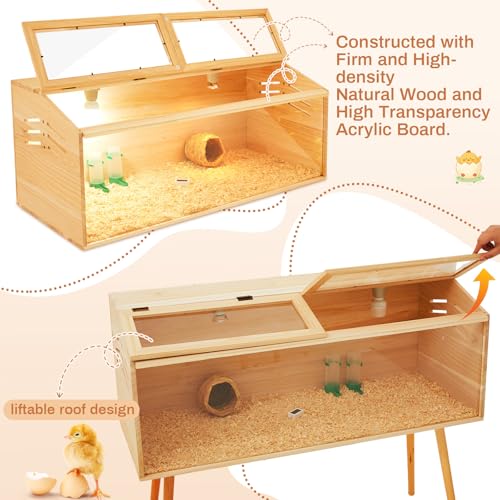 CroBlissful 40 x 16 x 16 in Brooder Kit Box for Chicken Quails Indoor Outdoor with Leg Stand Sliding Door, Bulb Set and Feeder, Baby Chicken Coops for Ducks, Hamsters, Lizards, Mice, Rat - color: Wooden, size: 40.9"L x 17.7"W x 4.7"H, style: Table Legs