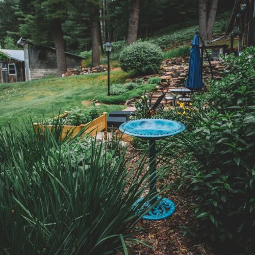 Backyard Expressions Outdoor Garden Bird Bath - Blue - Weather Resistant Polyresin - 27 Inch - color: Blue