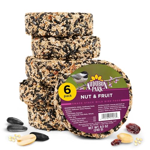 Audubon Park Nut & Fruit Snack Stack Wild Bird Food, Bird Seed Cake for Outside Feeders, 6-Pack | Bird Seed Cake for Outside Feeders