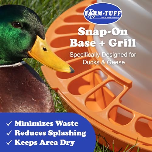 FARM-TUFF Top-Fill Duck Waterer, 5 Gallon – Durable BPA-Free Plastic Poultry Waterer with Wide Base & Splash-Reducing Design