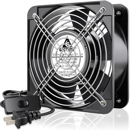 GDSTIME AXIAL 15050 Muffin Fan, 120V AC 150mm x 50mm, Dual Ball Bearing | 110V 115V, ON/OFF Switch, 150x150x50mm, High Speed, for Air Hockey Table, Generator Box Cooling Ventilation Exhaust Projects - size: 150x150x50mm