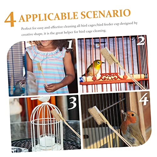 GANAZONO 1set Handle Bird Cage Brush for Easy Cleaning Wire Brush Extra Handle for Cage Maintenance and Effortless Bird Dropping Removal - size: 22X3X2CM