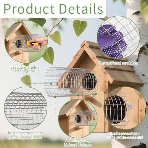 Bluebird House Protector Guards, 2 Sets Stainless Steel Birdhouse Predator Guard for Keeping Out Predators and Their Babies Safe, Easy to Install
