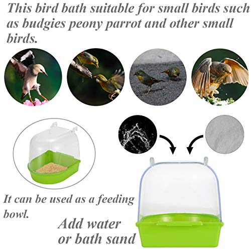 kathson Parrot Bath Box Bird Cage Accessory Supplies Bathing Tub Bath for Parakeet Pet Brids Canary Budgies Parrot (Random Color) - color: Blue