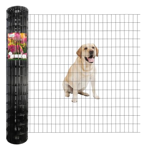 Black PVC Coated Welded Wire Fence 56" x 50' Roll, 2"x4" Mesh, 14 Gauge | Vinyl Coated Garden Fencing, Yard & Pet Barrier, Chicken Wire Fencing, Dog Enclosure Mesh, Vegetable Plant Protector - color: Black, size: 2''x4'' 14GA 56''x50'