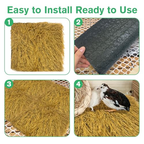 Hamiledyi 12"x12" Chicken Nesting Pads 6Pcs Washable Chicken Coop Bedding Laying Artificial Grass Rug Carpet Synthetic Turf Mat Garden Lawn Indoor/Outdoor Bedding for Chicken Hen Small Pets(Brown) - size: 6 Pcs Brown