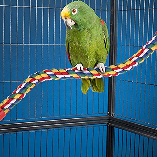 Bird Rope Perch, Colorful Bendable Chewable Cotton Ropes Perch Stand for Parrot Budgie Parakeet Cockatiel Conure Lovebird Finch Canary (S)