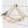 Bird Swing Toy Multilayer Bird Playground Natrual Wooden Activity Toy for Parakeets, Cockatiels, Conures, Lovebirds Cage Perch Stand with Chew Toys & Climbing Ladders (9.4x3.9x7.9 Inch)