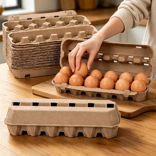 15 Pack Egg Cartons Cheap Bulk, 12 Count Egg Storage Containers Holder, Sturdy Natural Pulp Material Perfect for Storing Extra Eggs - color: 12 Count, 15 Pack
