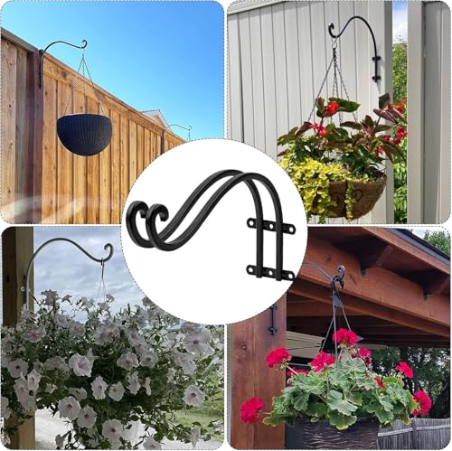 12 Inch Plant Hangers Outdoor,4 Pack Heavy Duty Plant Hanger Bracket | Hanging Basket for Plants Outdoor Brackets,80lbs Weight Capacity for Hanging Baskets,Bird Feeders,Lanterns and Wind Chimes - size: 12inch-4pcs