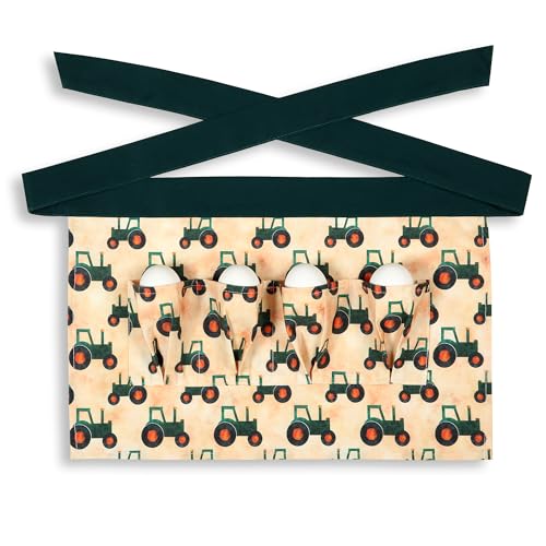 Plum Hill Chicken Egg Collecting Apron - Egg Gathering Aprons for Toddlers and Little Kids - Child Egg Apron for Fresh Eggs - color: Green