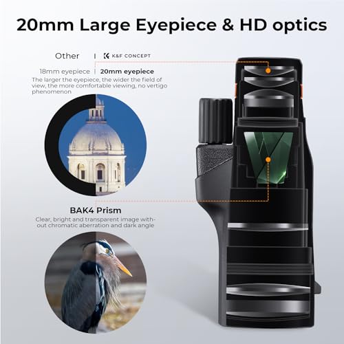 K&F Concept® 12X50 Monocular Telescope - size: High Power Monocular with Phone Holder & Tripod