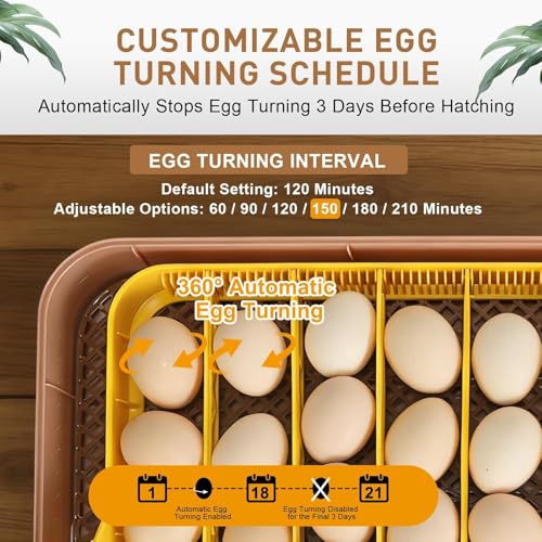 Gen IV – 56 Egg Fully Automatic Incubator, 2026 UpgradedDesign, Intelligent Sensor-Based Humidity & Temp Control, Custom Days, Adjustable Auto Turning & Stop, Chick Separator, Flexible Egg Spacing - size: 56 egg-brown