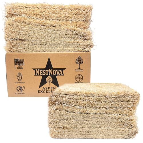 NestNova™ Aspen Nesting Pads for Chickens – 10 Pack 13x13 Excelsior Liners | USA-Grown Aspen, Cleaner Eggs, Kraft-Backed Coop Bedding for Laying Hens - 10 Pads - size: 10 Pads (1 Pack)