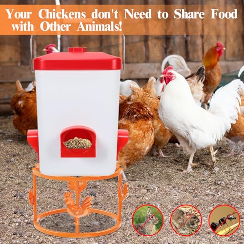 2pc Metal Stand for Chicken Poultry Feeder Waterer Orange | Sturdy Rustproof Iron Construction, Cute Chicken Ornament, Suitable for Chicken Coop Cat Dog Bowl Indoor & Outdoor Use - color: Orange 2pc